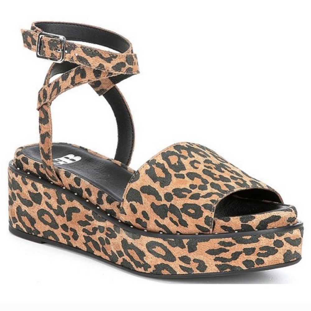 GIANNI BINI Suede Leopard Platform Sandal